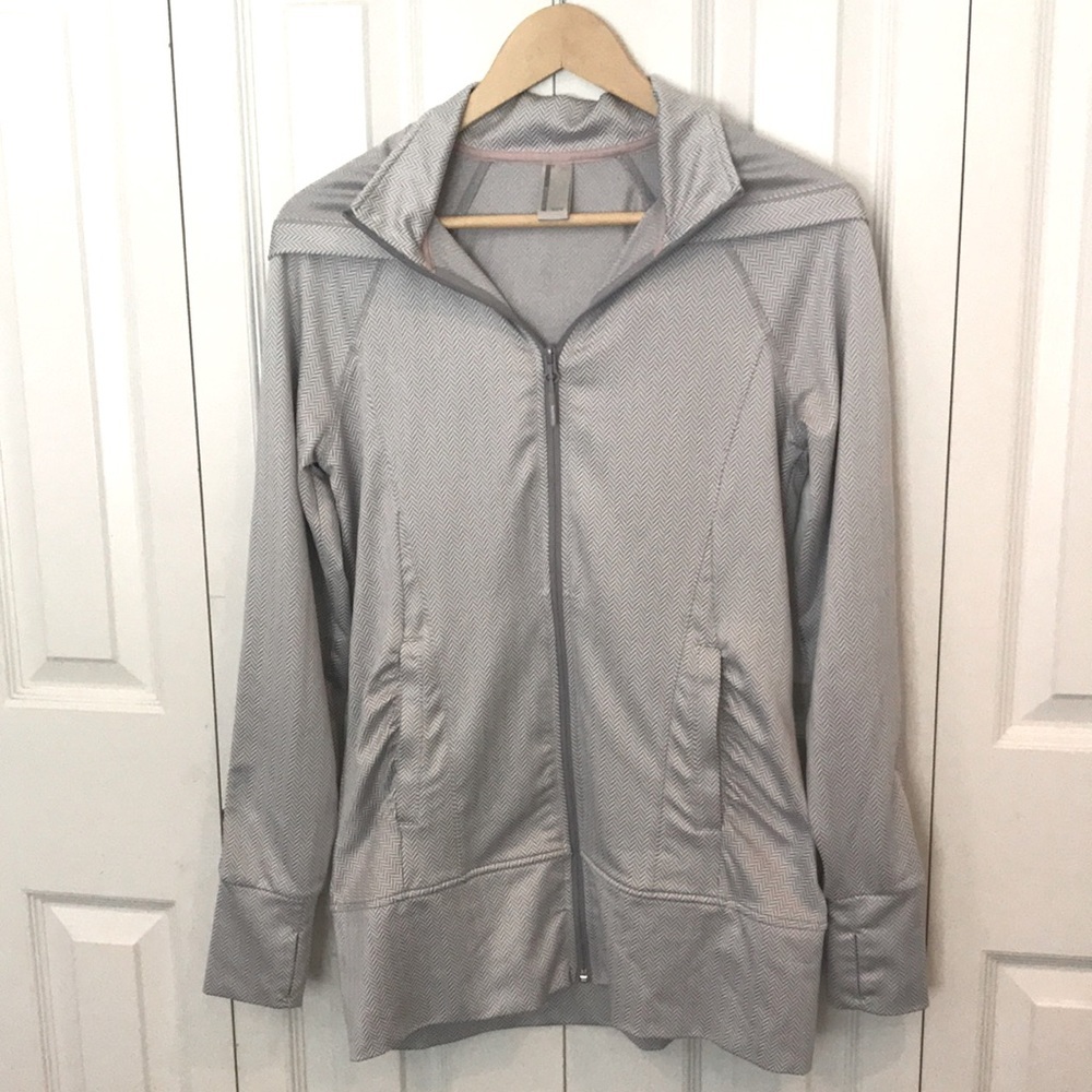 Mondetta Herringbone Pattern Full-Zip Hooded Jacket Sz S